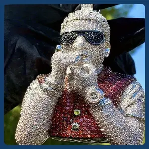 1 Piece Smoky Color Artificial Gemstone Pendant Men's Luxury Hip-Hop Style 157.48inch Rope Chain Fashion Accessories, Suitable for Weddings, Anniversaries, Parties, Christmas, Halloween Gifts, Suitable for Boyfriends or Friends