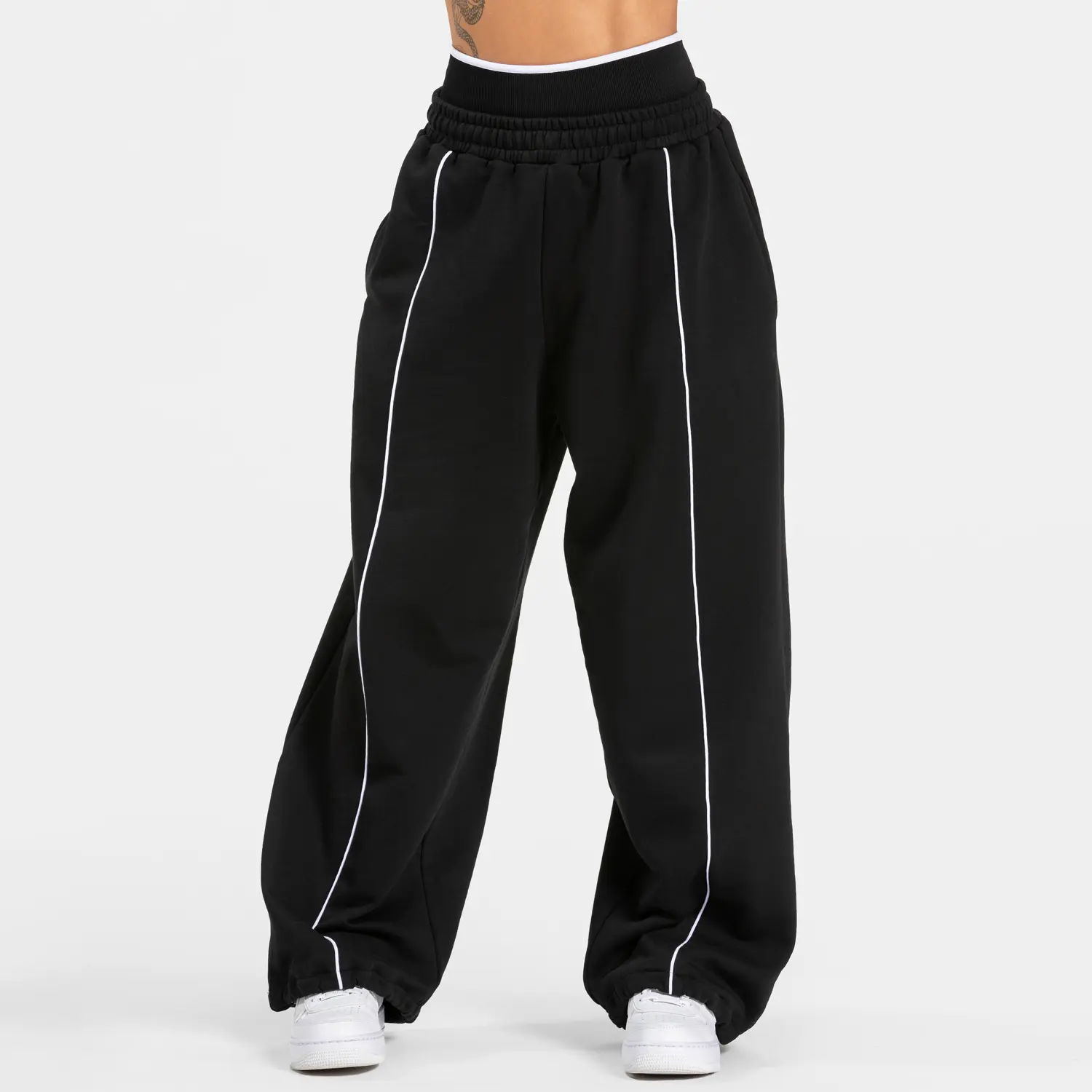 Women Loose Wide Leg Elastic Cuff Streetwear Jogger Pants
