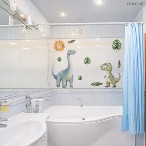 A set of two (30*60cm*2pcs) dinosaur tropical plant sun wall stickers, self-adhesive decorative and beautifying stickers for kitchen, dining room and bedroom, M20356-NC, PVC Waterproof Stickers