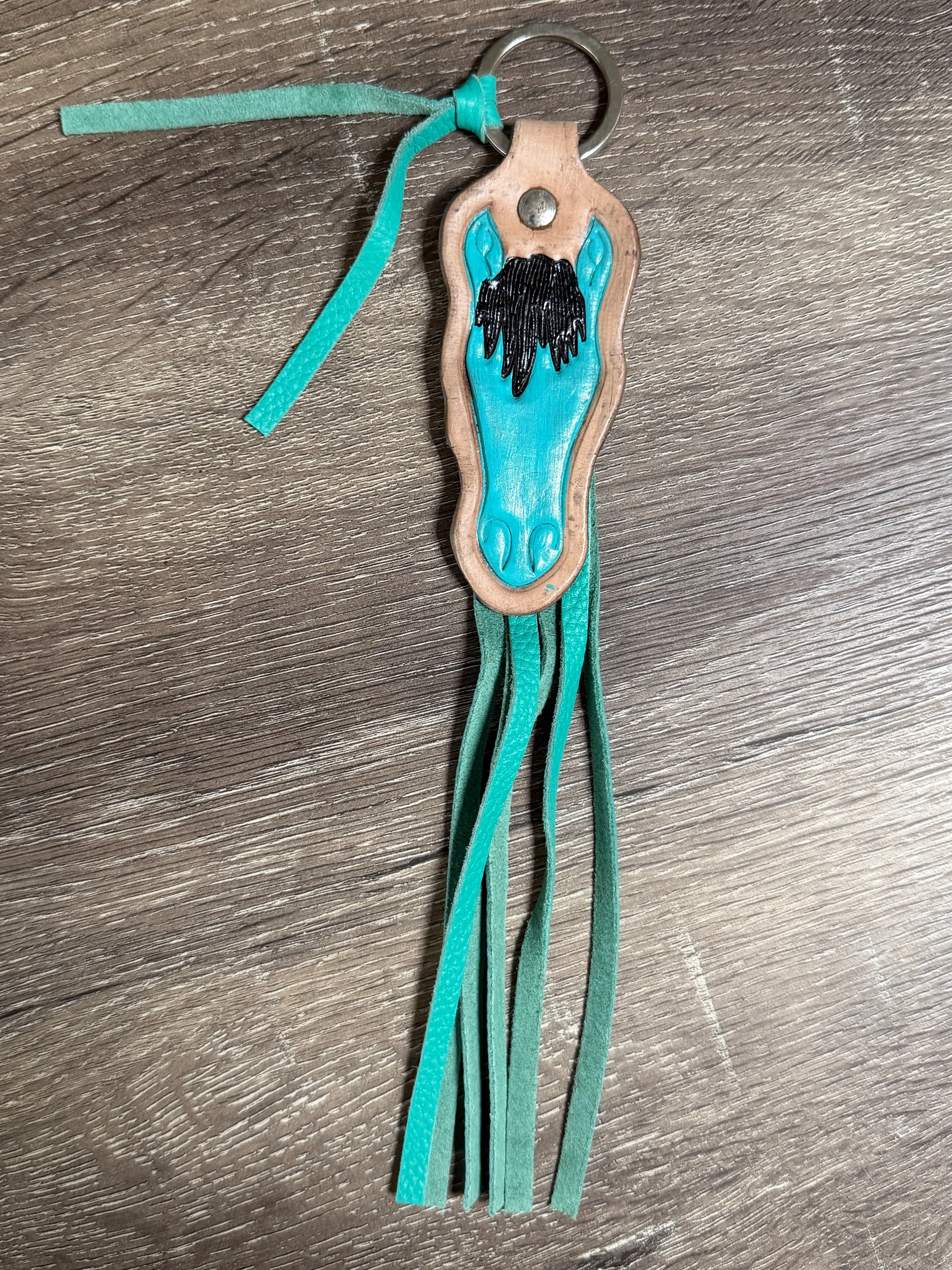Leather Horse fringe keychain