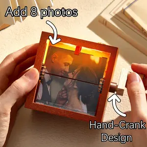 Custom Photo Hand-Crank Animation Machine Frame Animation Machine Mechanical Hand-crank Flipbook Box Photo Album Black Walnut Valentine's Day Gifts Anniversary Gifts