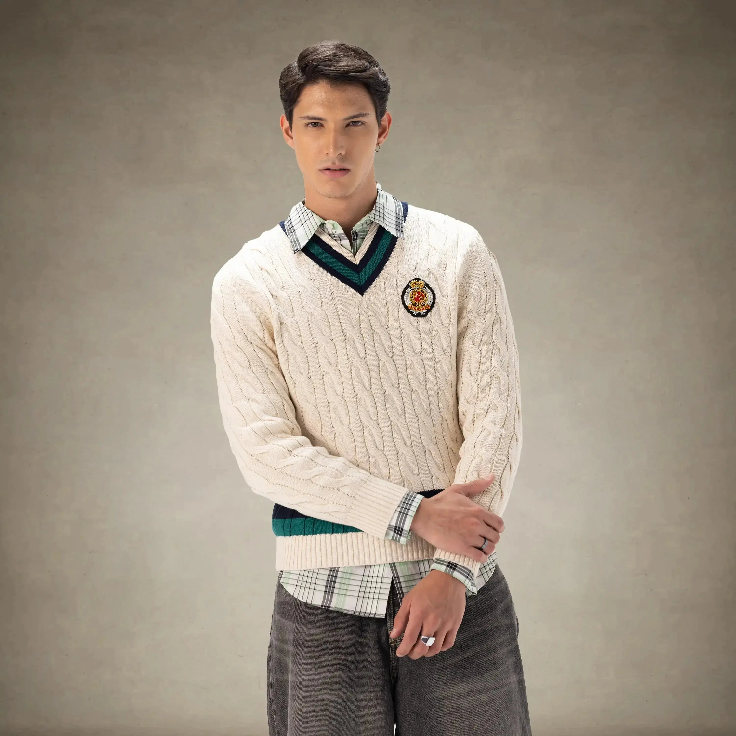 Men's Cable Knit Cricket Sweater