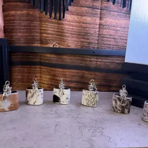 1 ounce flasks with cowhide