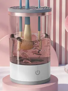 16x9x9cm Electric Makeup Brush Cleaner Portable Makeup Brush Cleaner Machine USB Powered Cosmetic Brush Cleaner Deep Cleaning Cosmetics Brushes Cleaning Tools for Makeup Brush Cleansing White