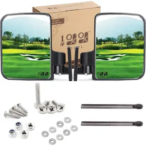 10L0L Golf Cart Side Mirrors Compatible with Yamaha Club Car EZ-GO and Others Round or Square Tube Golf Cart Roof Bracket, No-drilling Required