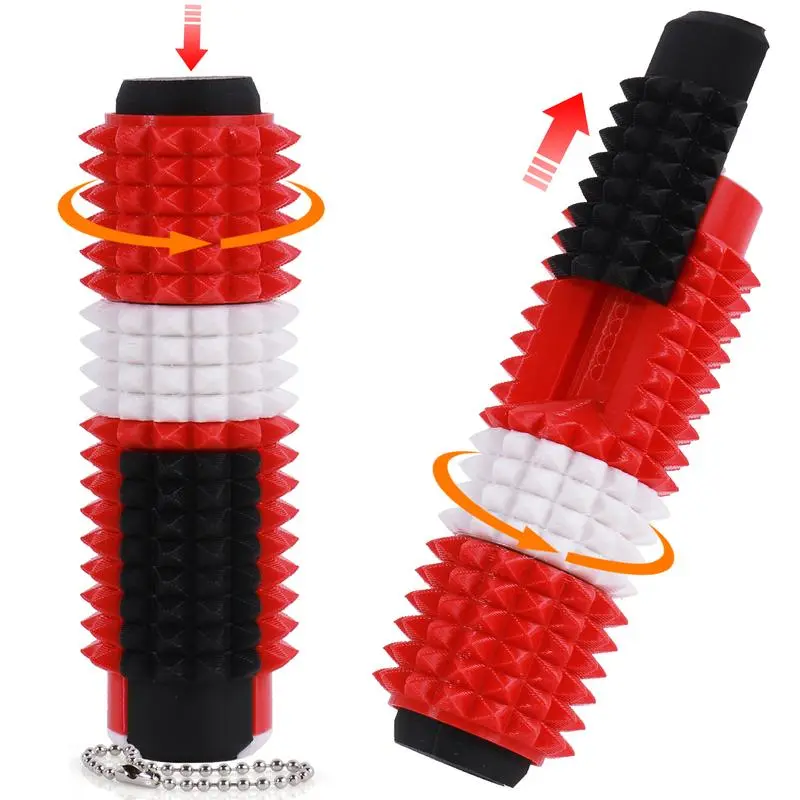 Unisex 5-In-1 Compact Spiky Sensory Pain Stim Keychain - Hand Fidget Toy with Clicker, Spinner, Slider, Roller, Grip, Rotatable Stress Relief Gadget, Anxiety Relief Products, Teen Mental Wellness Gift