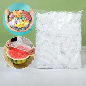 300 Pieces of Easy-to-use Multifunctional Disposable Cling Film Elastic Food Covers for Indoor Use Reusable Square Design BPA-Free PE Material meal prep containers Kitchen Plastic