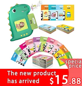 Talking Flash Cards Dinosaur Autism Sensory Toys Learning Materials 112 Audible Flash Cards for Toddlers Educational Sight Words Pocket Speech Montessori Toys for Kindergarden Kids