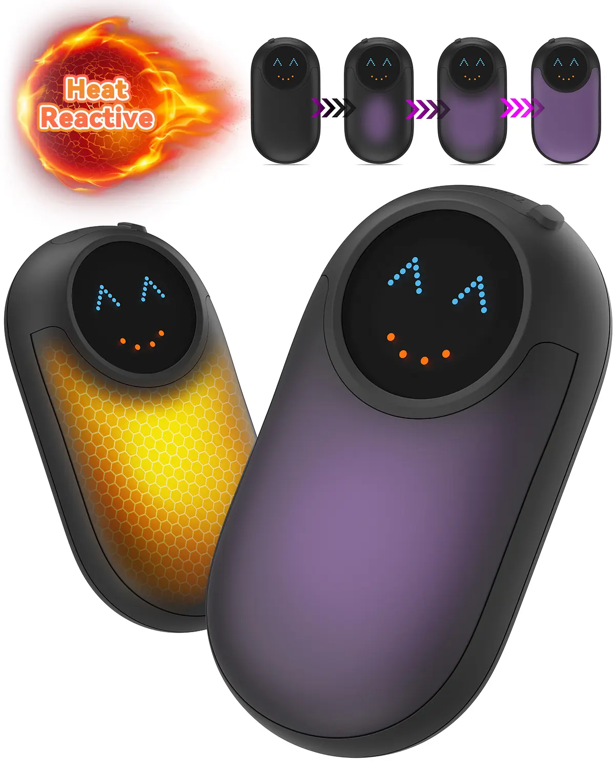 WETIFY Magnetic Electric Hand Warmer, Adjustable Thermochromic Heat Sensitive USB Rechargeable with LED Display, 4 Modes for Winter Outings, Camping Cold Weather, Hunting, Unisex, Compact