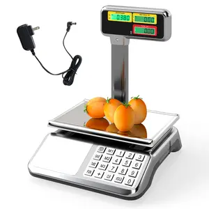 COSTWAY - 88lb Price Computing Scale with Pole Dual LCD Display Digital Commercial Food Scale