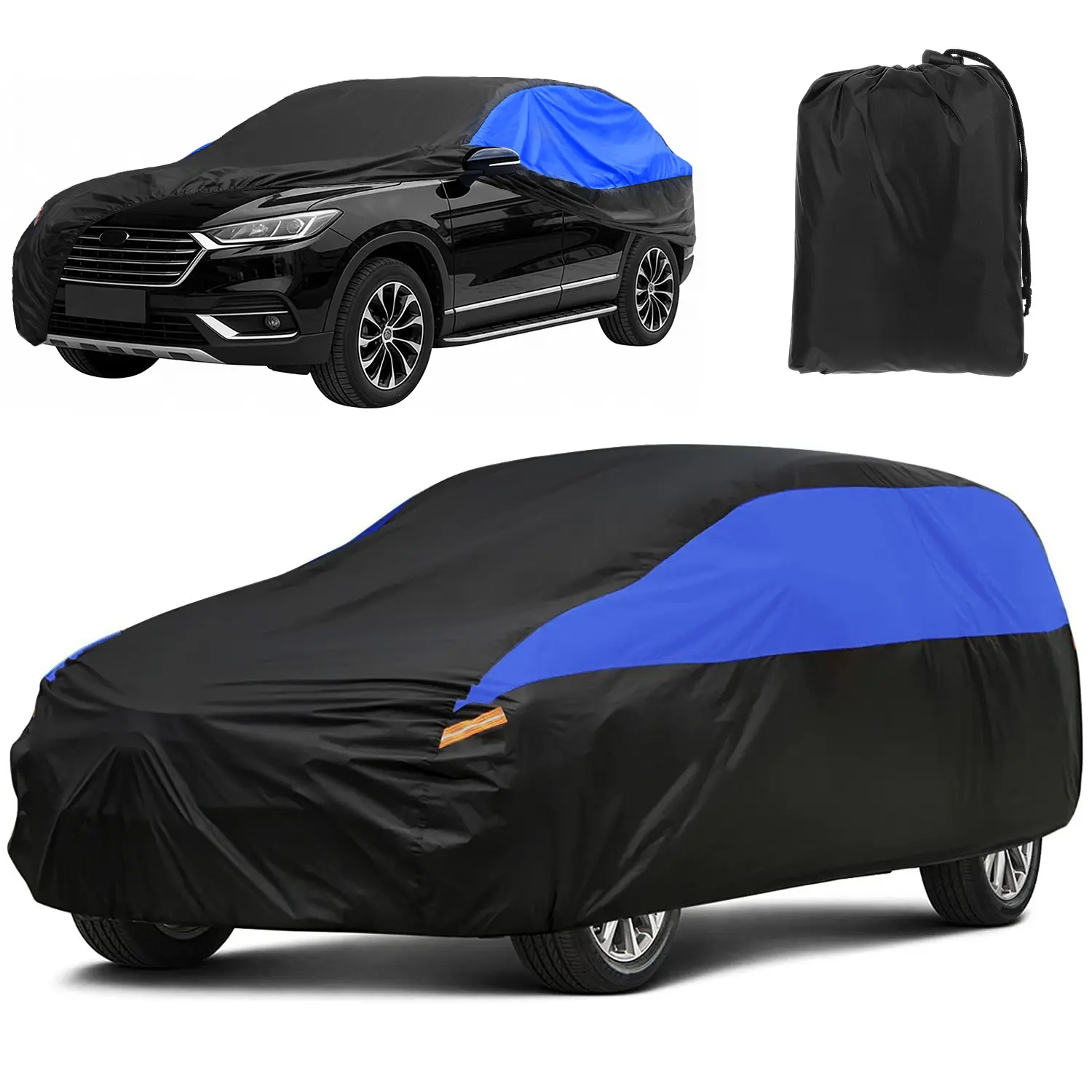 Waterproof All-Purpose Car Cover with Straps, Anti-UV, Dust & Wind Resistant, Elastic Hem for Sedan SUV, Outdoor Parking Protection (Covers & Shelters Waterproof UV-Blocking Car Accessory)