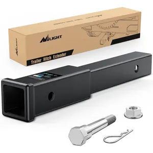 Nilight Trailer Hitch Extender - 12 in Clearance Adder, 2 in Receiver Tube Fit, 5/8 in Stainless Steel Bolt, Flange Nut & Clip, 3500 LBS GTW, Easy Installation, Matte Black Finish
