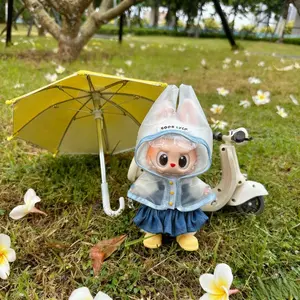 3 piece set Labubu clothes,labubu is in pleated skirts,waterproof and yellow rainboots,suitable for 6.7in(17cm) Labubu,universal clothes for first, second, and third generations labubu dolls[SURARU] stylish outfit accessory