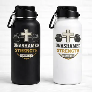 Unashamed Strength Stainless Steel Water Bottle for Gym Fitness & Daily Hydration Durable Construction Faith Inspired Design