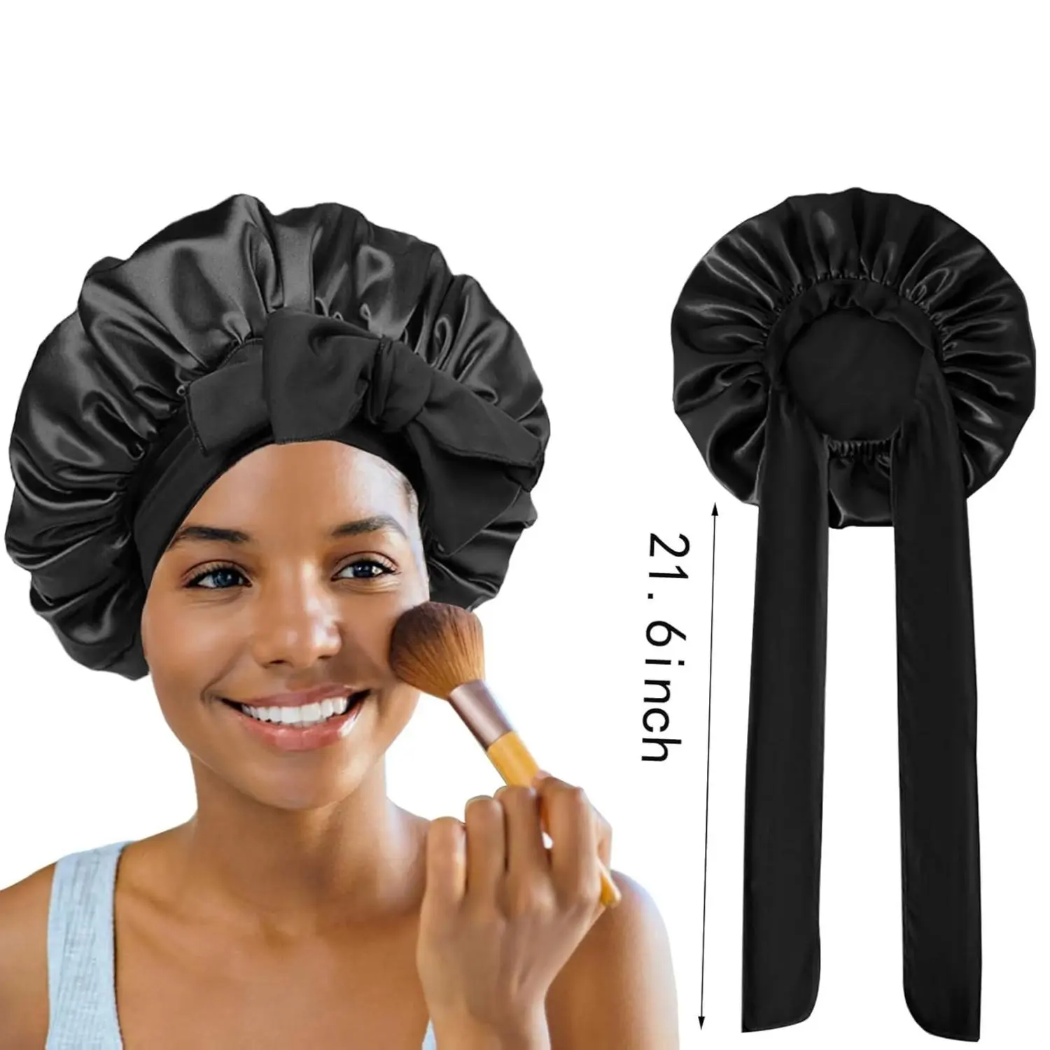 Silk Satin Sleep Bonnet for Curly Hair Adults - Adjustable Soft Silk Cap, Smooth Lightweight, Frizz-Free, Anti-Frizz, Nighttime Heatless Curl Protection, Anti-Tangle Haircare, Sleeping Bonnet
