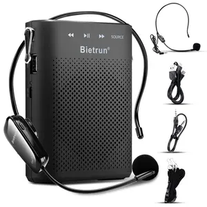 Bietrun 20W Voice Amplifier Wireless Microphone, Rechargeable Bluetooth Voice Amplifier for Teachers, 6H Working Time, Portable Megaphone Speaker Headset System for Teaching, Coach, Instructor