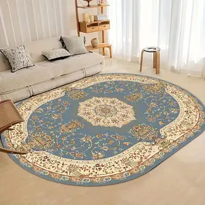 Oval Vintage Floral Pattern Rug, 1 Count Non-slip Soft Floor Mat, Washable Decorative Carpet for Home Living Room Bedroom Hotel, Floral Area Rug, Flower Pattern Rugs