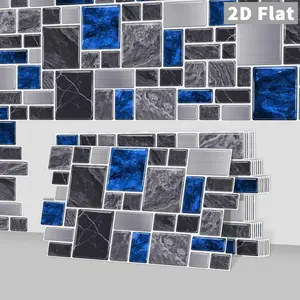 12/24 Pieces Waterproof Adhesive Tile Stickers, Marble Wall Stickers, Self-Adhesive Kitchen Wall Stickers, DIY Seamless Splicing Stickers For Home Decoration, Easy-Installing, Durable, Decorative Wall Sticker