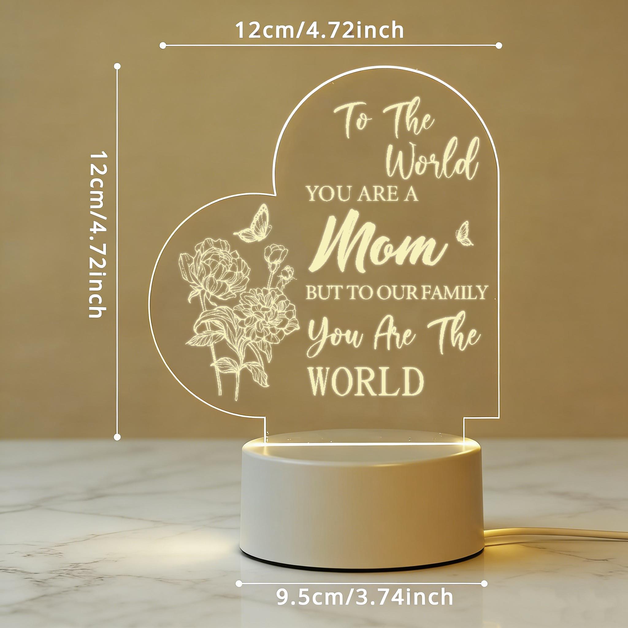 To The World You Are A Mom Heart 2D Acrylic LED Night Light, Warm White USB Bedside Lamp, Mother's Day Birthday Gift for Mom, Bedroom Home Decor To The World You Are A Mom Heart 2D Acrylic LED Night Light, Warm White USB Bedside Lamp, Mother's Day Birthday Gift for Mom, Bedroom Home Decor