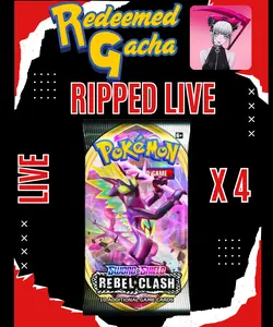 4x Pokémon TCG Rebel Clash Booster Packs - Ripped LIVE