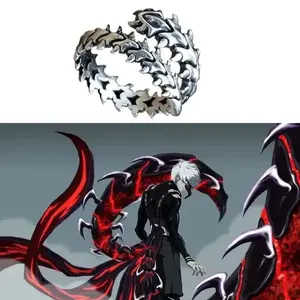 Anime Tokyo Ghoul Ring Kaneki Ken Role Playing Adjustable Open Neutral Punk Jewelry Gift Prop Accessories