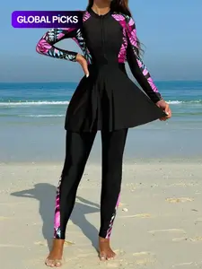 Women's Muslim Style Modest Skirted Long Pants Tankini Swimsuit, Modest Beachwear, Full Coverage Swimwear, Summer Fashion Bathing Suit, Swimsuit Set