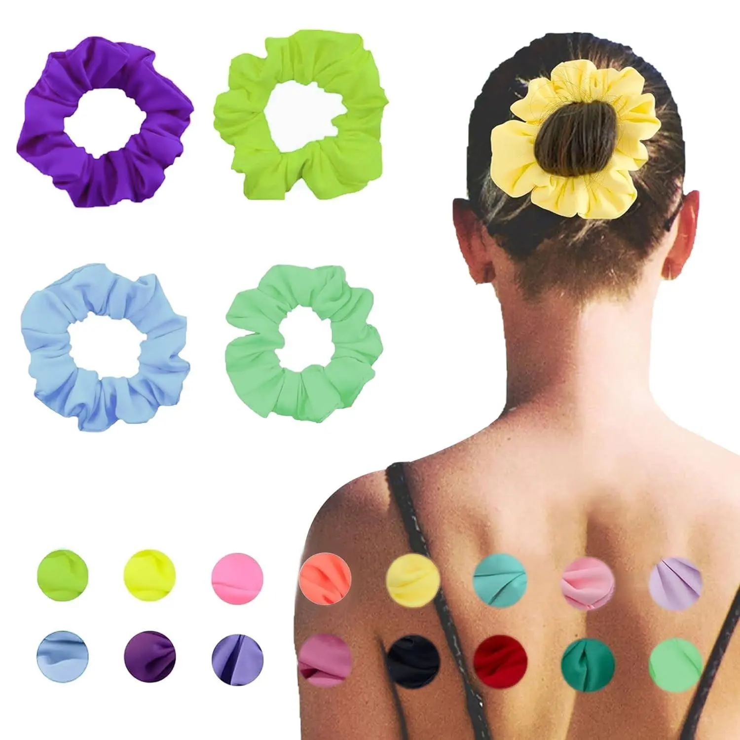 Simnice Waterproof Neon Scrunchies Gym Scrunchie - Water-Resistant Hair Ties Pool Scrunchie  Elastic Hair Bands Ponytail Holder Beach Scrunchies, Party Size Scrunchie, Hair Tie for Women.