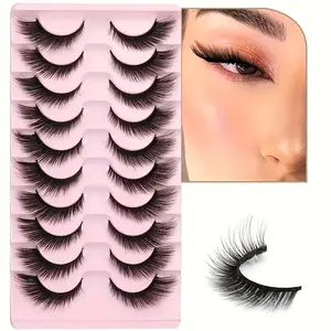 10 pairs of eyelashes, natural appearance eyelashes, eyelash extension bar eyelashes 3D 16mm eyelash pack 10 pairs Eyelash Extensions Set