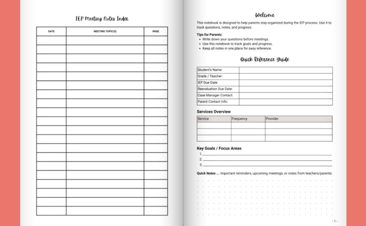 IEP Meeting Notebook for Parents: A Parent Organizer for IEP Meetings, Special Education Services, and School Communication   Paperback – September 10, 2025