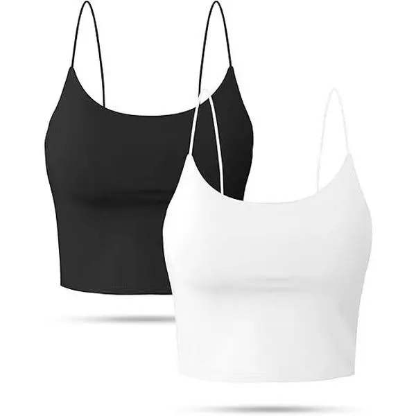 Women's 2-Pack Basic Solid Color Crop Tank Tops - Elegant Backless, Double-Layer, Thin-Strap, Sleeveless Camisoles - Smooth, Fashion, Short, Casual, Slim Minimalist Casual, Daily, Home, Party Womenswear Tops