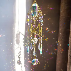 1pc Crystal handmade Bohemian wind chime Crystal Prism Daylight Catcher Glass Prism window hanging pendant home garden porch decor Interior Decoration Accessories Home Decor Ornaments