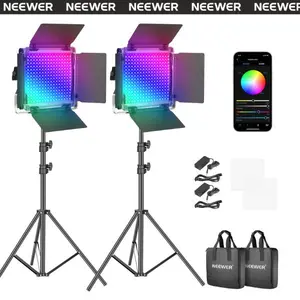 NEEWER 2 Pack RGB660 PRO LED Video Light Kit