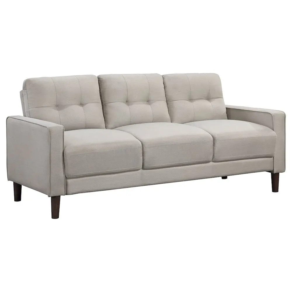 Bowen Sturdy Geometric Tufted Track Arm Sofa - Beige Easy-Cleaning Performance Fabric, Boxed Back Self-Welt, Pocket Coil Cushions, Clean Look Comfy Couch, Minimal Chic Assembly-Required Earth Tone Living Room Furniture