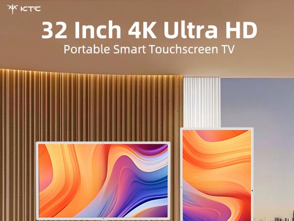 KTC MEGAPAD 32" 4K UHD Smart Portable TV, 16+256GB Android 13, Google EDLA Smart Touch Monitor with 9500mAh Battery, Built-in Camera + Dual 6W Speakers