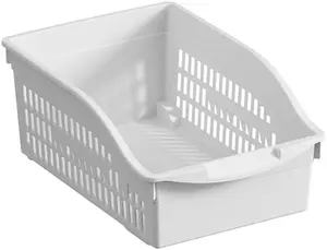 NEPA Market White Plastic Vented Bins/Storage Organizers - Pantry Baskets, Bins for Shelves, Organizer and Storage for Bathroom, Bedrooms, Kitchens and More - Large (1 Pack)