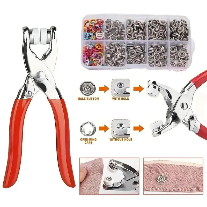 100pcs Invisible Colored Metal Buckle & 1 Count Manual Pressure Pliers,Claw Snap Fabric Fastener Instant Tool Kit Household Sewing Accessories For Diy Handicraft Clothing & Hat,Seamless Stitching,Supplies Crafts