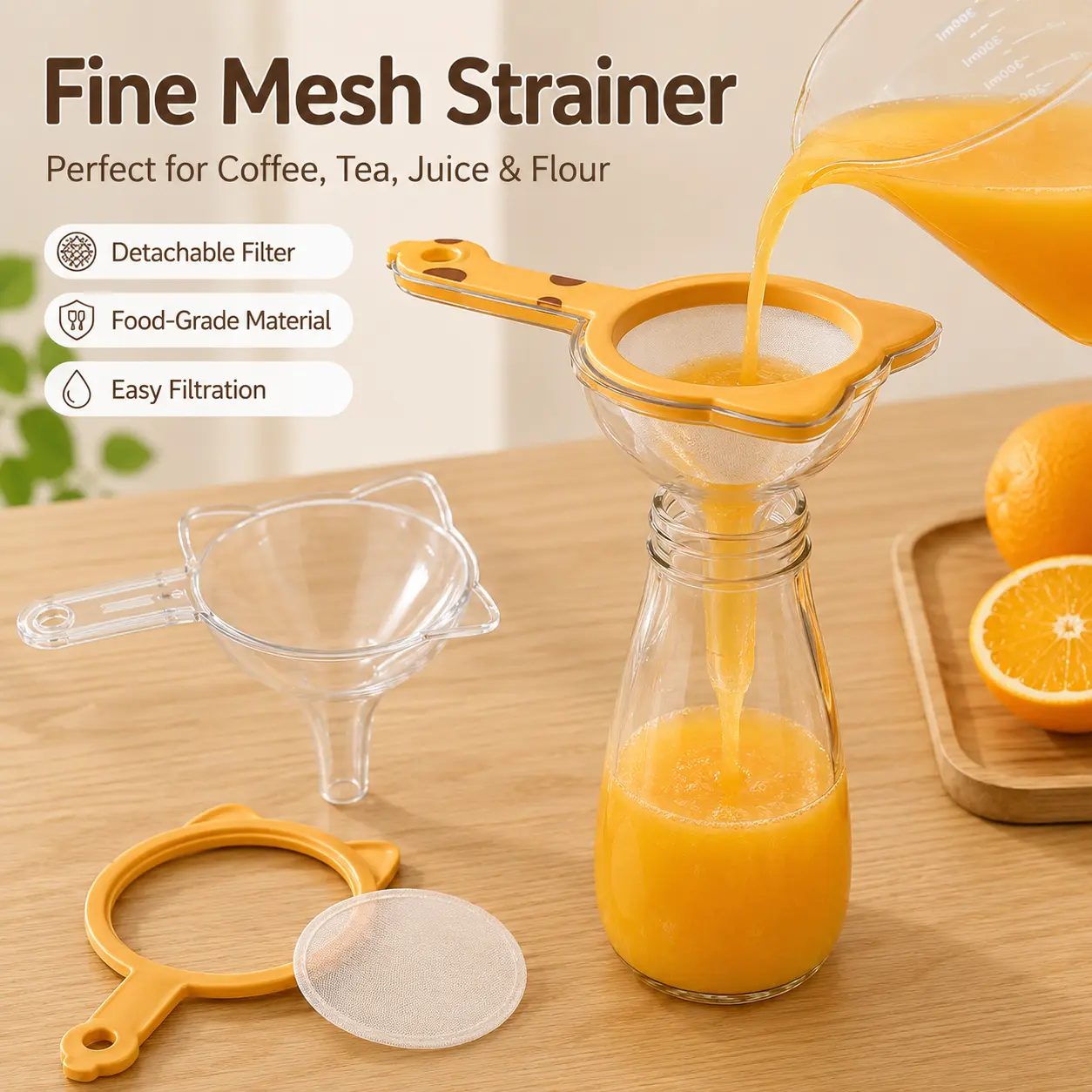 Multi-Purpose Fine Mesh Strainer Sieve, Practical Kitchen Tool for Tea Coffee Filtration & Flour Sifting