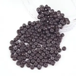 200Pcs 3mm Brown Color Silicone Lined Micro Ring Beads for Hair Extensions
