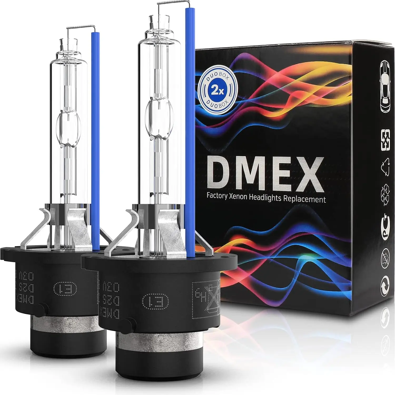 DMEX D2S HID Headlight Bulbs 6000K Cool White Xenon 35W 85122 66240 66040 66240CBI Replacement - Pack of 2 (Not fit Halogen Headlamp)