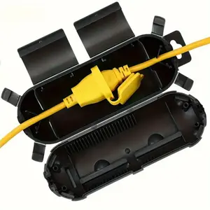 Durable Weatherproof Outdoor Extension Cord Safety Cover - Electrician-Grade Waterproof Connector Box，Waterproof Wire Protection Box, Electrical Safety|Functional Housing|Secure Orange Latches, Waterproof Box
