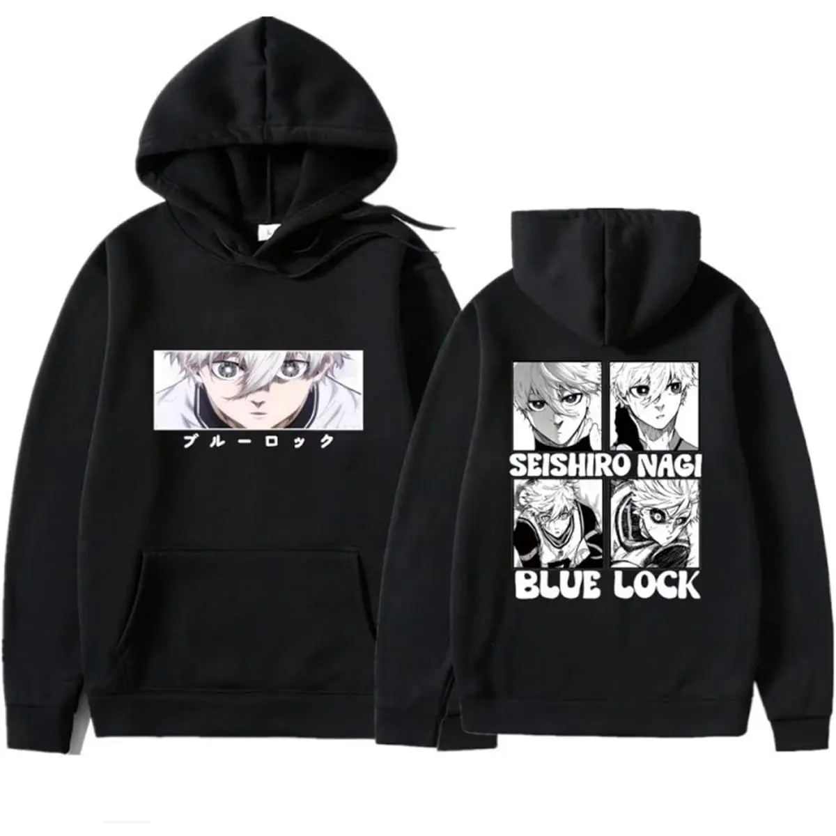 Blue Lock Anime Graphic Men's Hoodie - Unisex Cotton Blend Soft Casual Pullover, Ribbed Cuffs For Layering, Anime Element Men's Hoodie, Anime Element Men's Hoodies, Blue Lock Anime Graphic Men's Hoodies