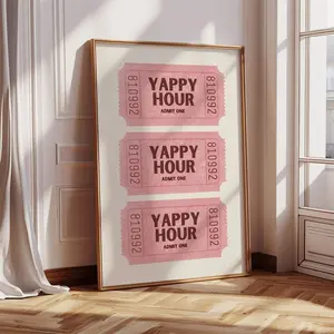 Yappy Hour Poster, Happy Hour Bar Cart Wall Art