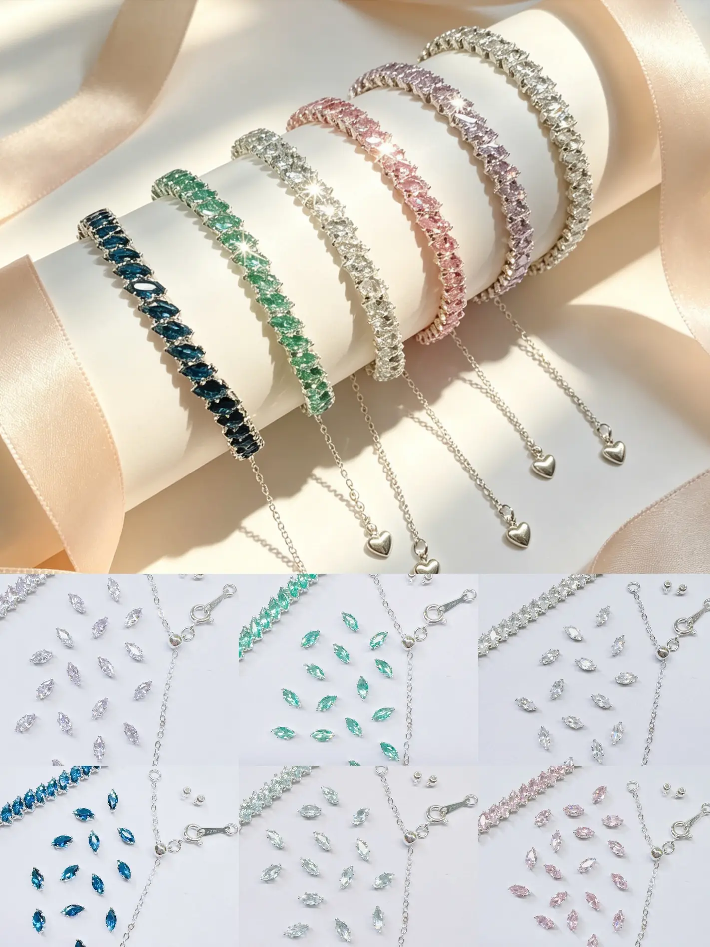 DIY Solid Color Tennis Bracelet Making Kit, Beaded Making Kit, Adjustable Clasp, Includes Claw-Set Rhinestones, Clasp, Wire, Beads, Beading Supplies, Jewelry Making Supplies, All Seasons