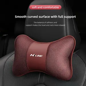 Car Headrest Neck Support Pillow Breathable Comfortable For Hyundai HB20 KONA i20 i10 IONIQ Elantra Palisade Sonata Grandeur SantaFe Tucson Inster Bayon NEXO i30 Creta iMax Casper Veloster Accent Venue Aslan i40 ix20 Equus Avante