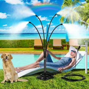 Mist Cooling System, Outdoor Patio Standing Mist, Portable Standing Mist Cooling System with 26.24ft. Spray Line, Upgraded Misting System for Patios, Pools, Gardens Watering, Water Play, Pet Cooling, No Plugging In Or Energized Use.
