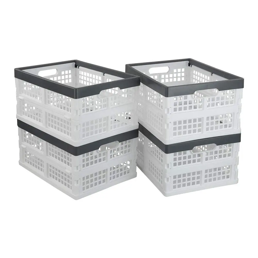4-pack Collapsible Milk Crates  15l Plastic Stackable Storage Bins Utility Folding Baskets
