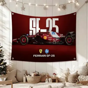 F1 Team Scuderia Ferrari Flags Cheerleading Hand Pulled Flag Multi Size Atmosphere Banner, Portable Outdoor Event Flag & Wall Decor for Sports, Parties, Home and Room Decoration