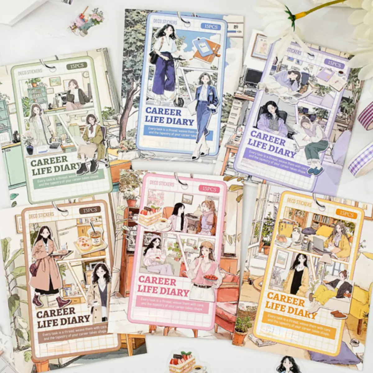 90-Piece Vintage PET Waterproof Adhesive Labels & Stickers, Self-Adhesive Casual Character Lifestyle Packs, Office Stationery for Journal Scrapbook Embellishment & DIY Decor