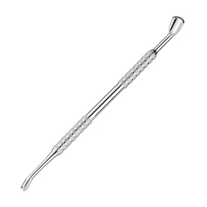 Cuticle Pusher with Fork, 2-in-1 Stainless Steel V Shaped Cuticle Pusher Tool Nail Cuticle Pusher Cuticle Remover Tool for Manicures Pedicures Home and Nail Shop (Sliver)