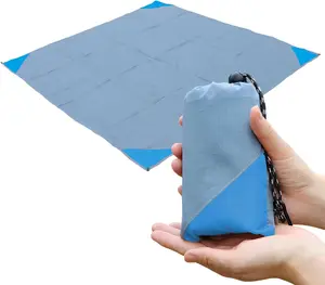 Pocket Picnic Blanket, Sandproof Lightweight Pocket Camping Tarp, 55x 60 Foldable & Fits into Small Bag, Water Resistant Washable Quick Dry Compact Beach Mat for Outdoor Recreation